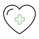 Line icon heart with medical symbol